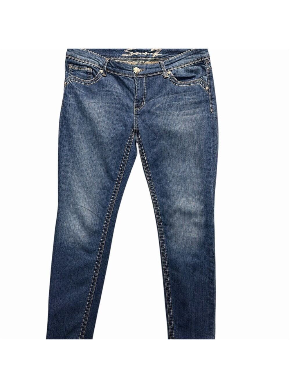 Seven7 Jeans Womens Size 12 Blue Medium Wash Straight Leg Mid Rise Stretch